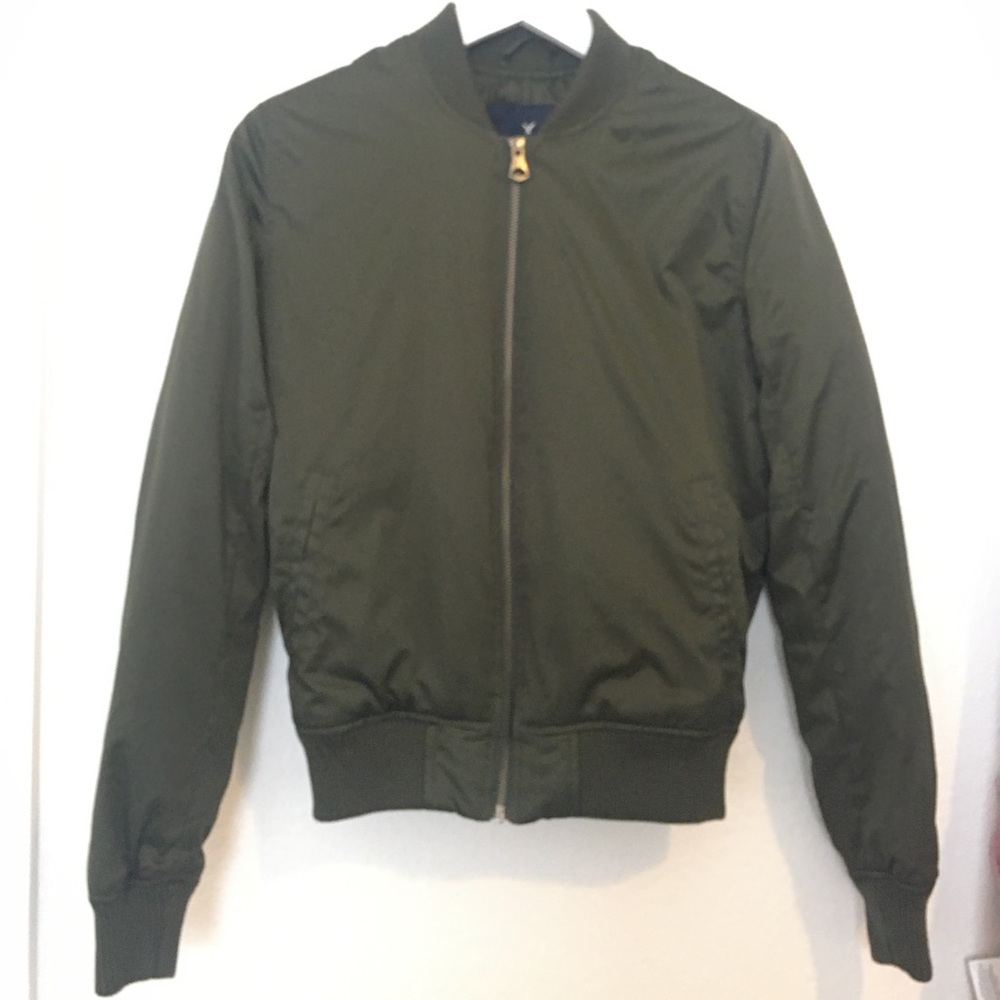 American Eagle Olive Green Bomber Jacket Coat XS